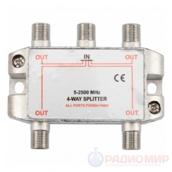 Делитель на 4 ТВ с проходом питания OT-AVS03 Орбита