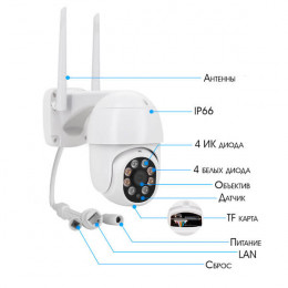 WiFi+LAN камера 5Мп, поворотная с LED прожектором, VNI66 