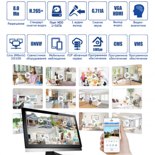 IP видеорегистратор AR-N951X 4K (8Мп) на 10 камер с видеоаналитикой