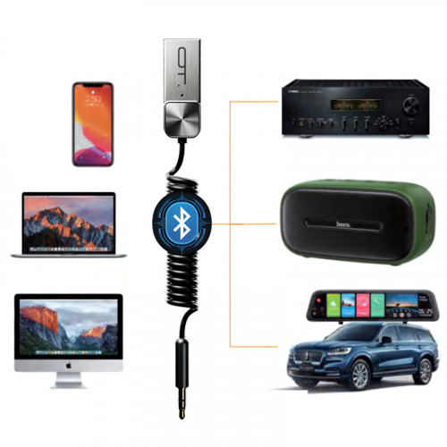 Автомобильный Bluetooth v5.0 ресивер, разъем 3.5 мм Орбита OT-PCB21