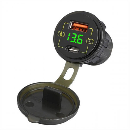 Встраиваемая в машину розетка USB Type-C с вольтметром 12-24V CAU58