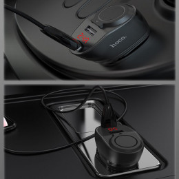 Разветвитель на 1 гнездо, 2xUSB, вольт-ампер-метр, Hoco Z34
