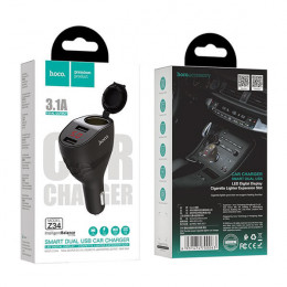 Разветвитель на 1 гнездо, 2xUSB, вольт-ампер-метр, Hoco Z34