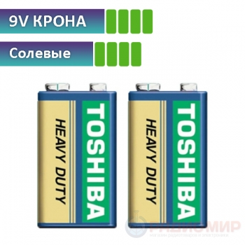 Батарейка Крона 6F22, 9 В, солевая, Toshiba