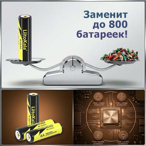 Аккумулятор AA Ni-MH 2600 мА·ч 1.2 В LiitoKala