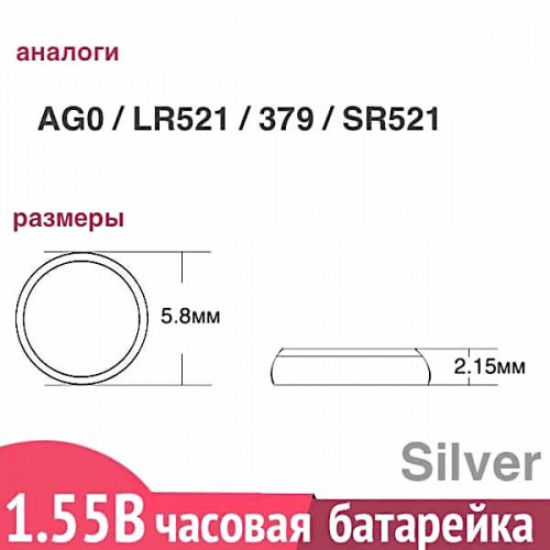 Батарейка Renata 379 (SR521SW) — серебряная часовая батарейка