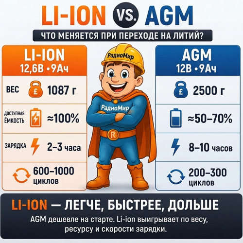 Аккумулятор Орбита.team Li-ion 12 В 9 А·ч F2