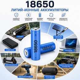  18650 Li-ion 1500мАч 22A выпуклый +, 1шт