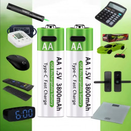 АА аккумулятор 1200мАч 1.5V с USB Type-C зарядкой