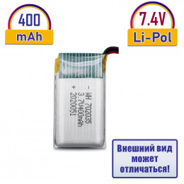 АКБ Li-Po, длина  35мм, ширина 20мм, 400мАч, 7.4В, SM-разъем