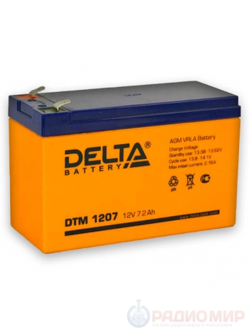 Cвинцово-кислотная аккумуляторная батарея 12В 7Ач Delta DTM 1207