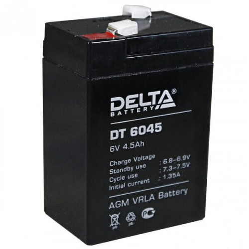 Аккумулятор свинцово-кислотный 6В / 4,5Ач Delta DT 6045