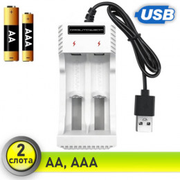 Зарядное устройство AA/AAA, 0.5А, USB, 2 слота, APZ20