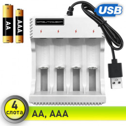 Зарядное устройство AA/AAA, 0.5А, USB, 4 слота, APZ21