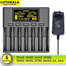 Зарядное устройство 18650/AA/AAA, 6А, 12В, 6 слотов, LiitoKala Lii-S6