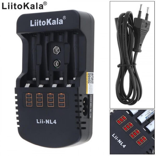 Зарядное устройство для АА ААА 6F22 аккумуляторов LiitoKala NL4