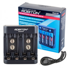 Зарядное устройство AA/AAA/Крона, 1А, USB, 4 слота, Smart4 9V