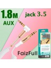 Кабель AUX / Jack 3,5 мм FaizFull FX17 1.8м, спиральный, угловой 3.5мм, стерео звук