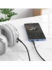 Нейлоновый AUX кабель 3.5 мм Jack–Jack Hoco UPA24, 1 м