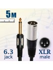 Кабель Jack 6.3 TS male на XLR male, небалансный, 5 метров, Premier 5-141 5.0