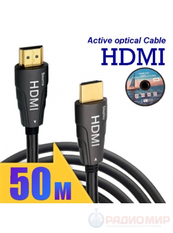 Активный оптический HDMI кабель (AOC), вилка-вилка, 50 метров, Premier