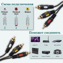 кабель 3RCA-3RCA  1.5м LUX
