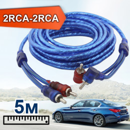Кабель 2RCA–2RCA 5 м, пластиковая оплётка