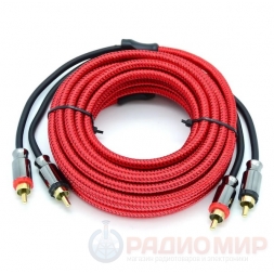 Кабель 2RCA–2RCA 5 м, тканевая оплётка, CAD12