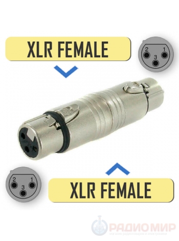 Переходник гнездо XLR на гнездо XLR, металл