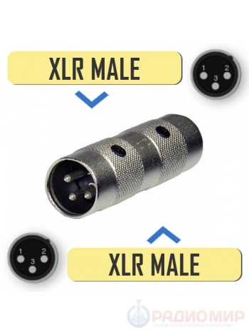 Переходник штекер XLR на штекер XLR, металл