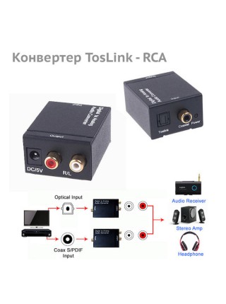 Переходник-конвертер TosLink → RCA Переходник-конвертер TosLink → RCA
