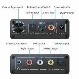 Конвертер переходник TosLink→RCA+jack3.5 с усилителем