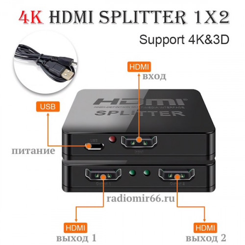 HDMI сплиттер 1×2