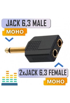переходник 6.35мм "шт" на 2 "гн" 6.35мм, моно