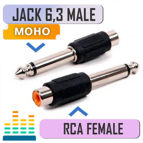 Переходник RCA "мама" на Jack 6.3 мм "папа", пластик, Premier 2-234