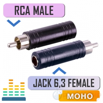 Переходник RCA тюльпан "папа" на моно Jack 6.3 мм "мама"