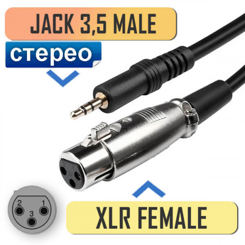 Переход XLR "гн" - 3.5мм "шт" стерео, 0.2м