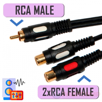 RCA "папа" - 2хRCA "мама", кабель-переходник, 20 см