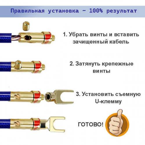 Акустический разъем лопатка (вилка) U-типа Nakamichi, для акустического кабеля