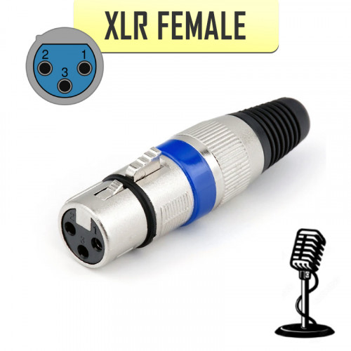 XLR разъем 3-pin Female Blue для микрофона и аудио