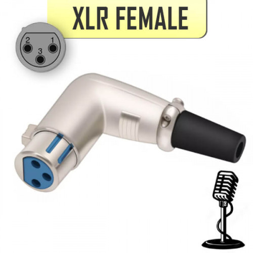 Угловой разъем XLR 3pin гнездо, 90 градусов, металл, на кабель
