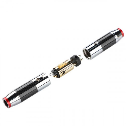 Разъем XLR 3pin штекер, медь, родиевое покрытие, углеродное волокно
