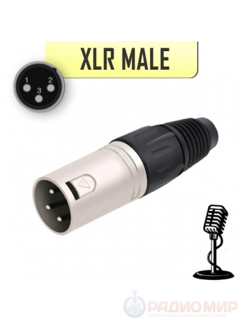 Разъем микрофонный XLR 3pin штекер, металл цанга на кабель, Premier