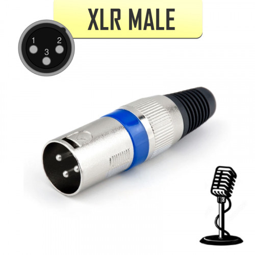 XLR разъем 3-pin Male Blue для микрофона и аудио