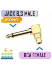 Переходник аудио RCA тюльпан "мама" на Jack 6.3 мм "папа", угловой