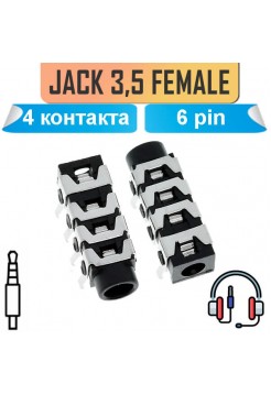 3.5мм гнездо на плату 4 контакта PJ313B 6pin