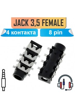 3.5мм гнездо на плату 4 контакта PJ313E 8pin