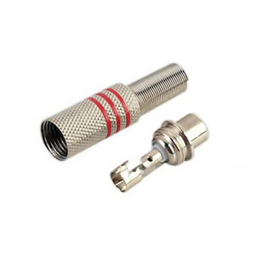 Разъем RCA гнездо металл на кабель, пайка, красный и черный (2 полосы), 1-209