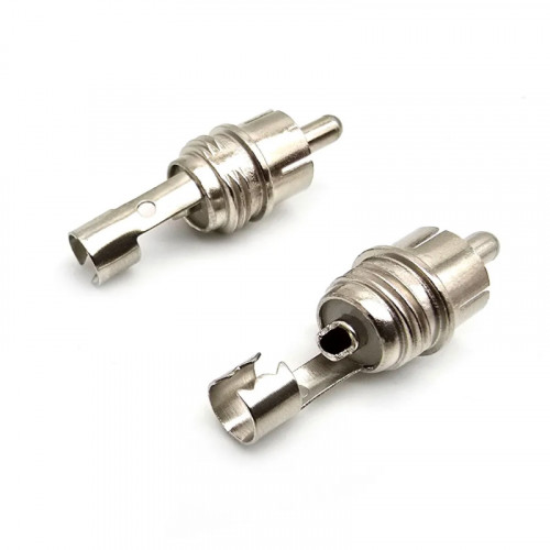 Разъём RCA штекер металл на кабель OD6.0 мм (пайка) — 1-208 / 1-208G