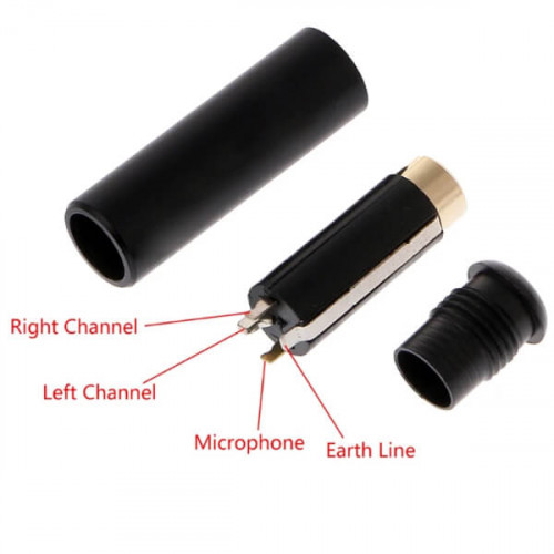 Разъём Mini Jack 3.5 мм, 4 pin (4 контакта), "мама", на кабель, под пайку